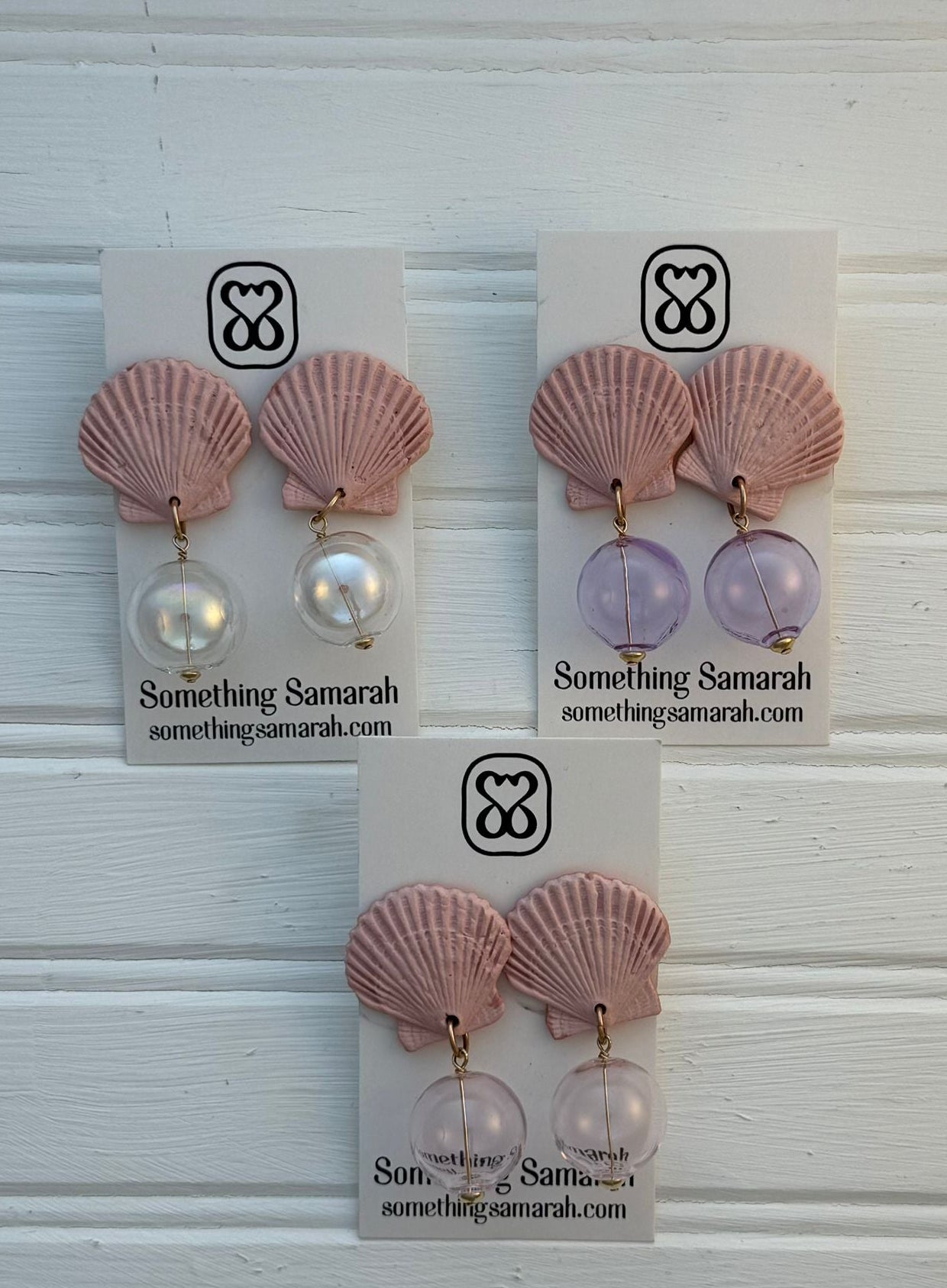Glass Bauble Shell Earrings
