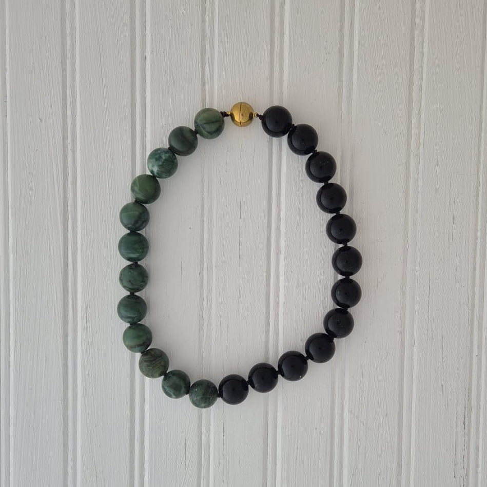 Two Tone Semi-Precious Bauble Necklace