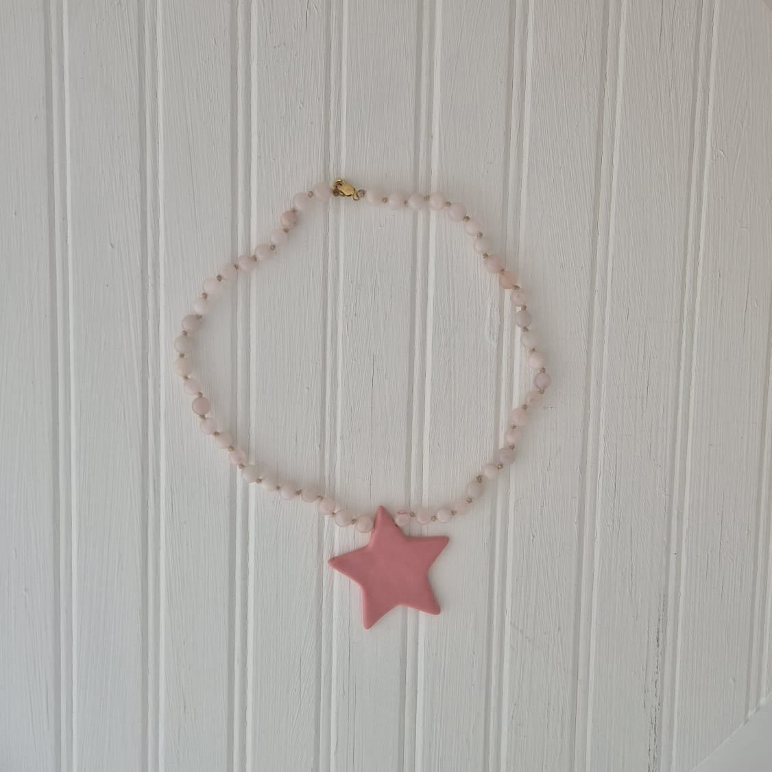 Rose Quartz and Porcelain Pink  Star 18 inches