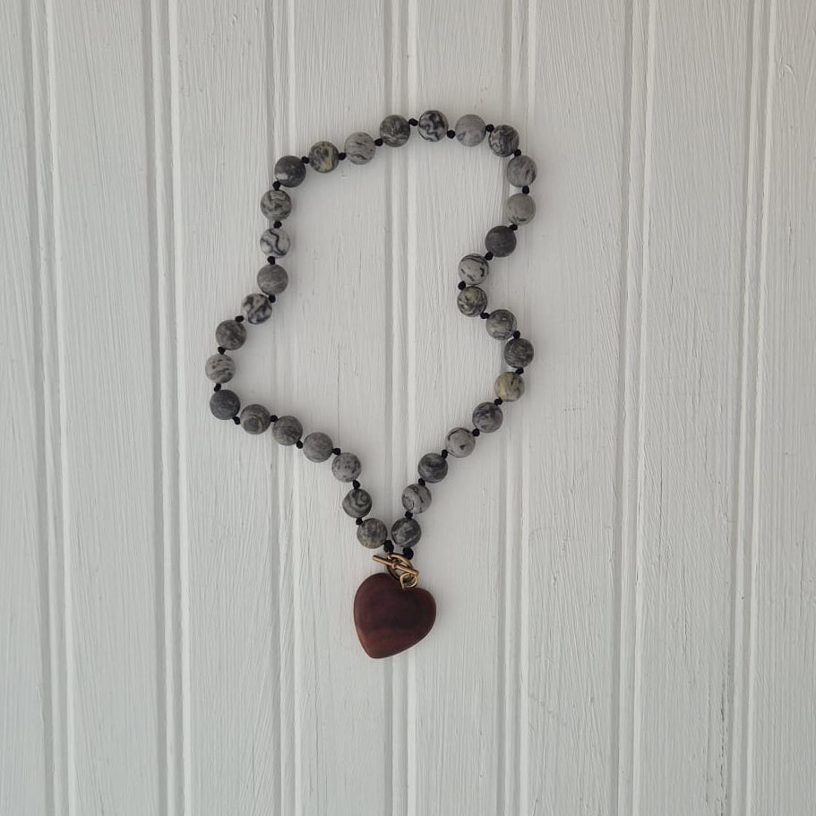Jasper and Mahogany Heart Necklace