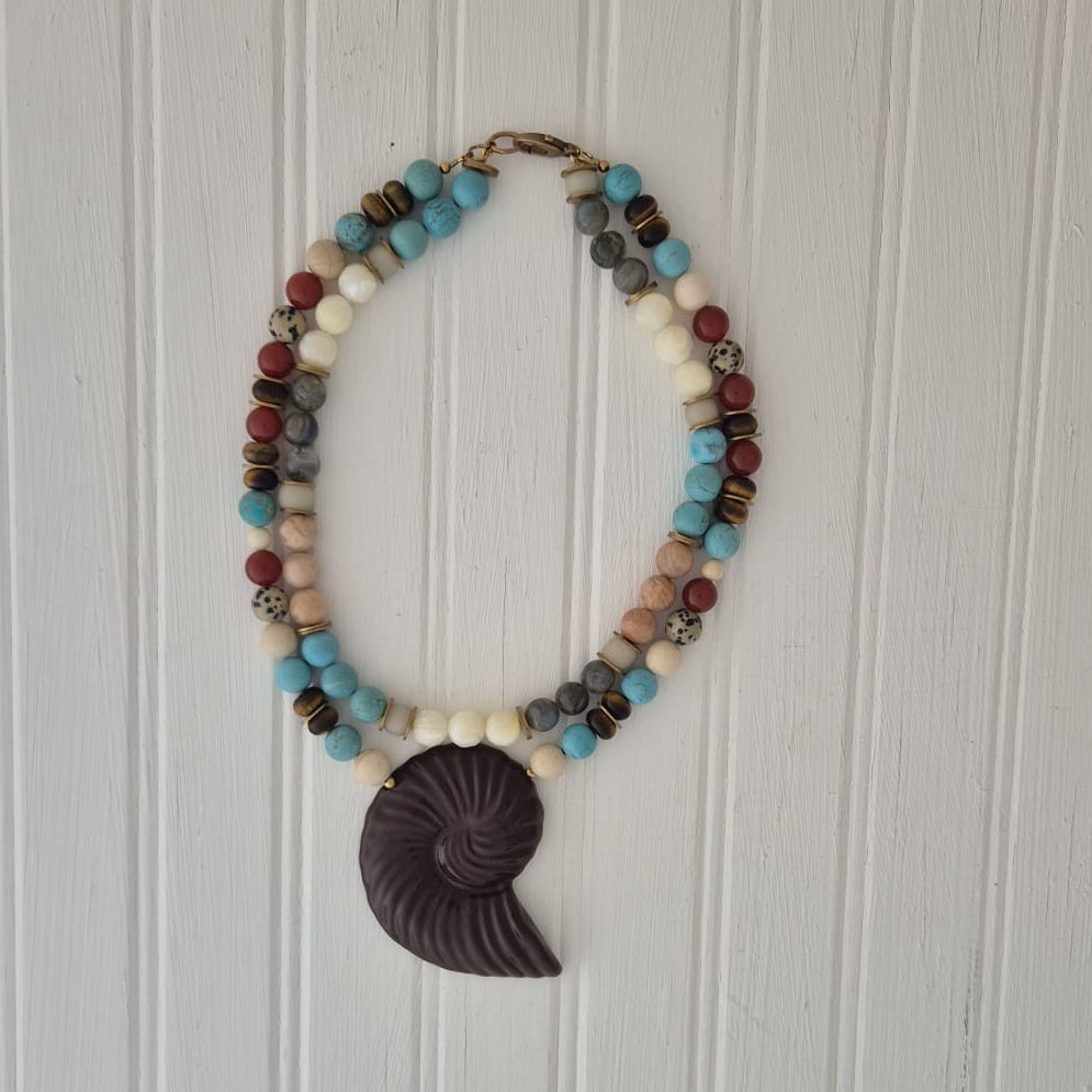 Semi Precious Nautilus Shell Necklace