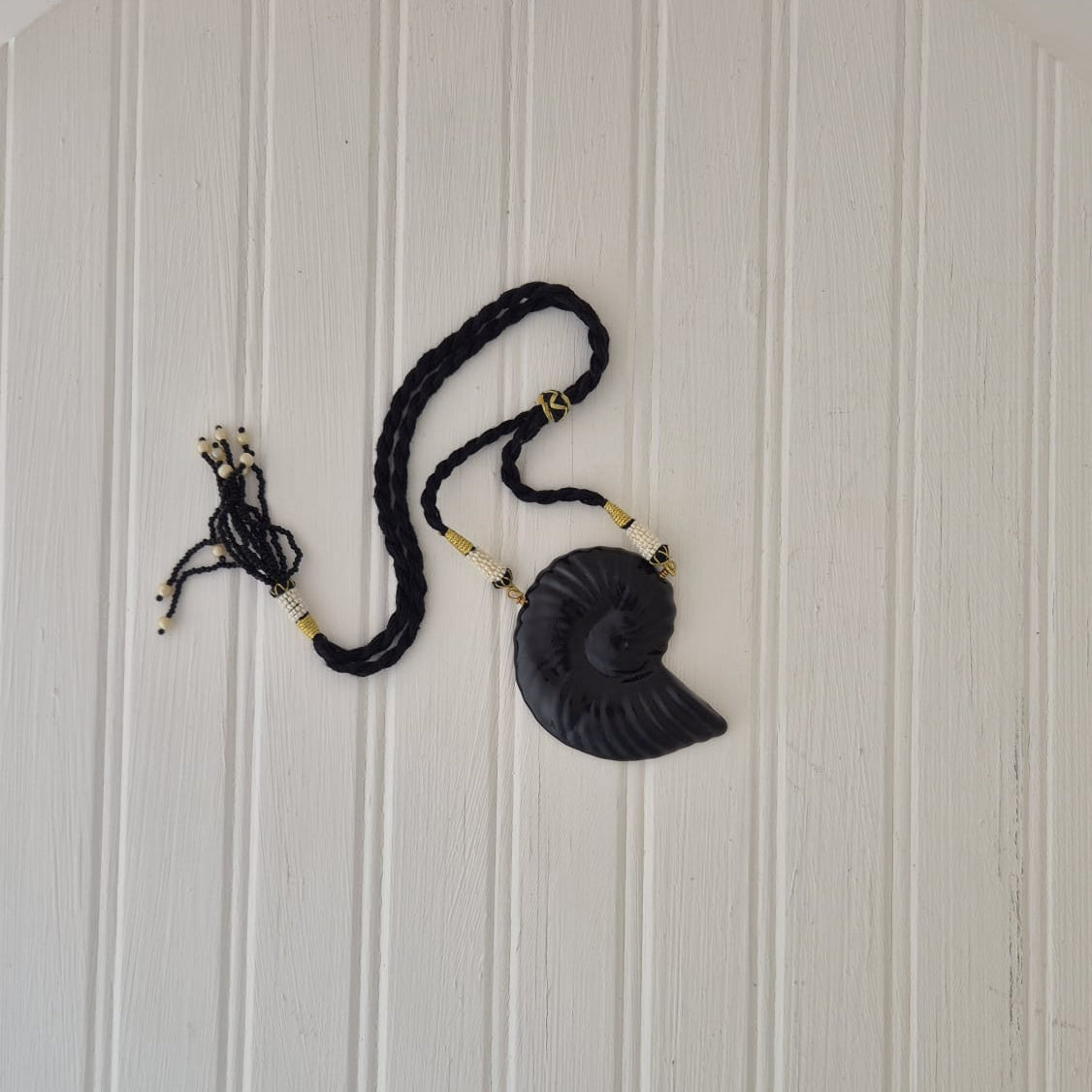 Black Adjustable Rope Shell Necklace