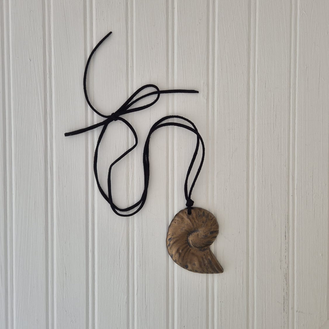 Bronze Porcelain Shell on Black Cord