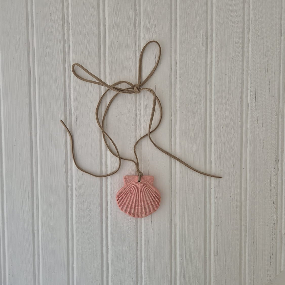 Pink Shell on Leather Cord