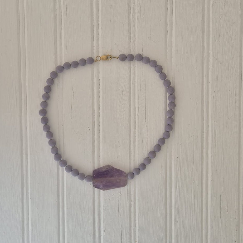 Lavender and Amethyst Nugget Necklace 1