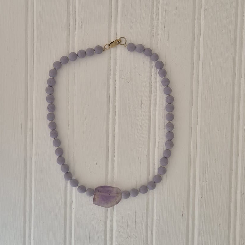 Lavender and Amethyst Nugget Necklace 2