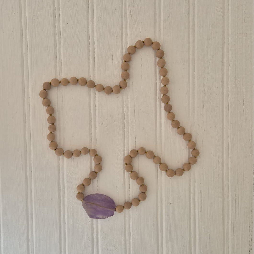 Amethyst and Sand Long Nugget Necklace