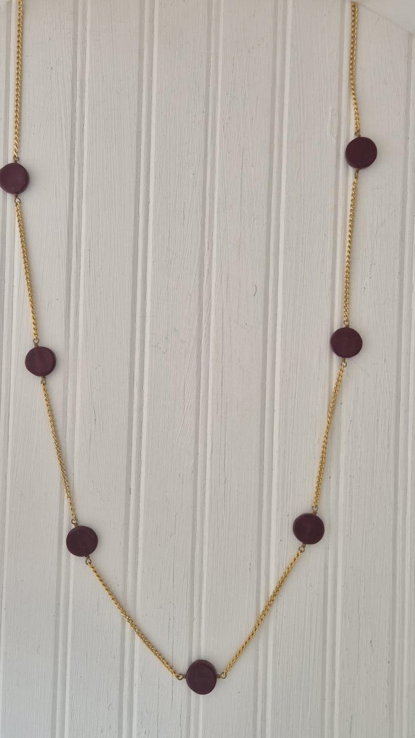 Maroon Button Necklace