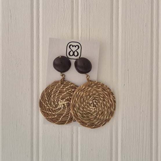 Brown Rattan Earrings