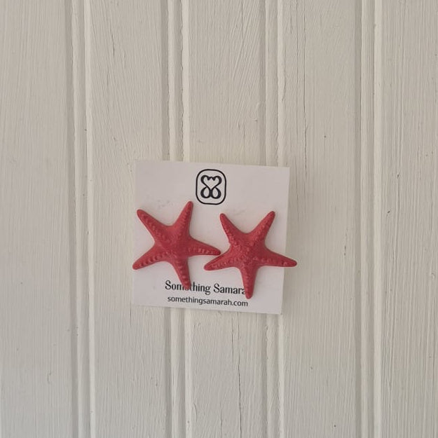 Red Starfish Studs