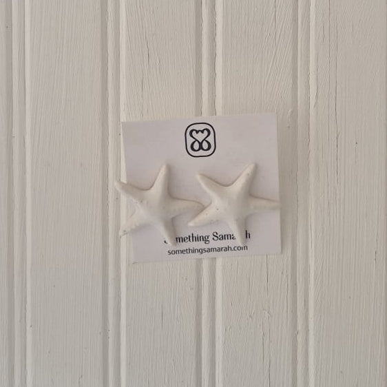 Medium White Starfish Studs