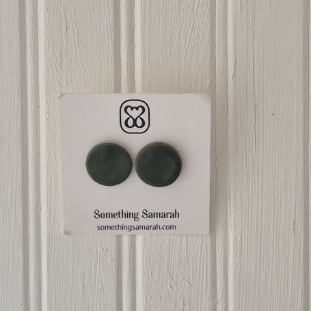 Olive Green Button Studs