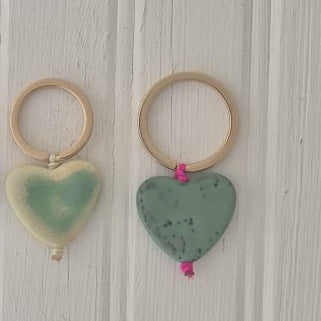 Hearts on Round Gold Key Ring