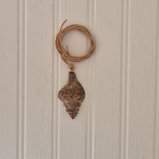 Conical Shell On Leather Cord