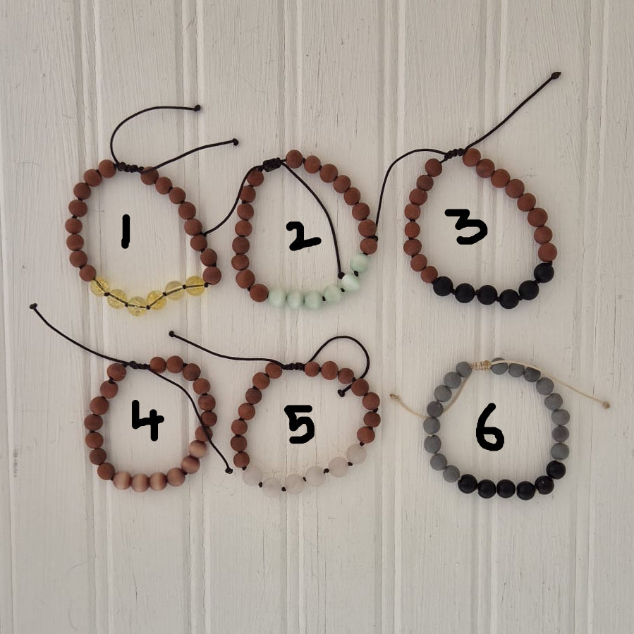 Semi Precious and Clay Adjustable Bracelets