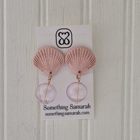 Glass Bauble Shell Earrings