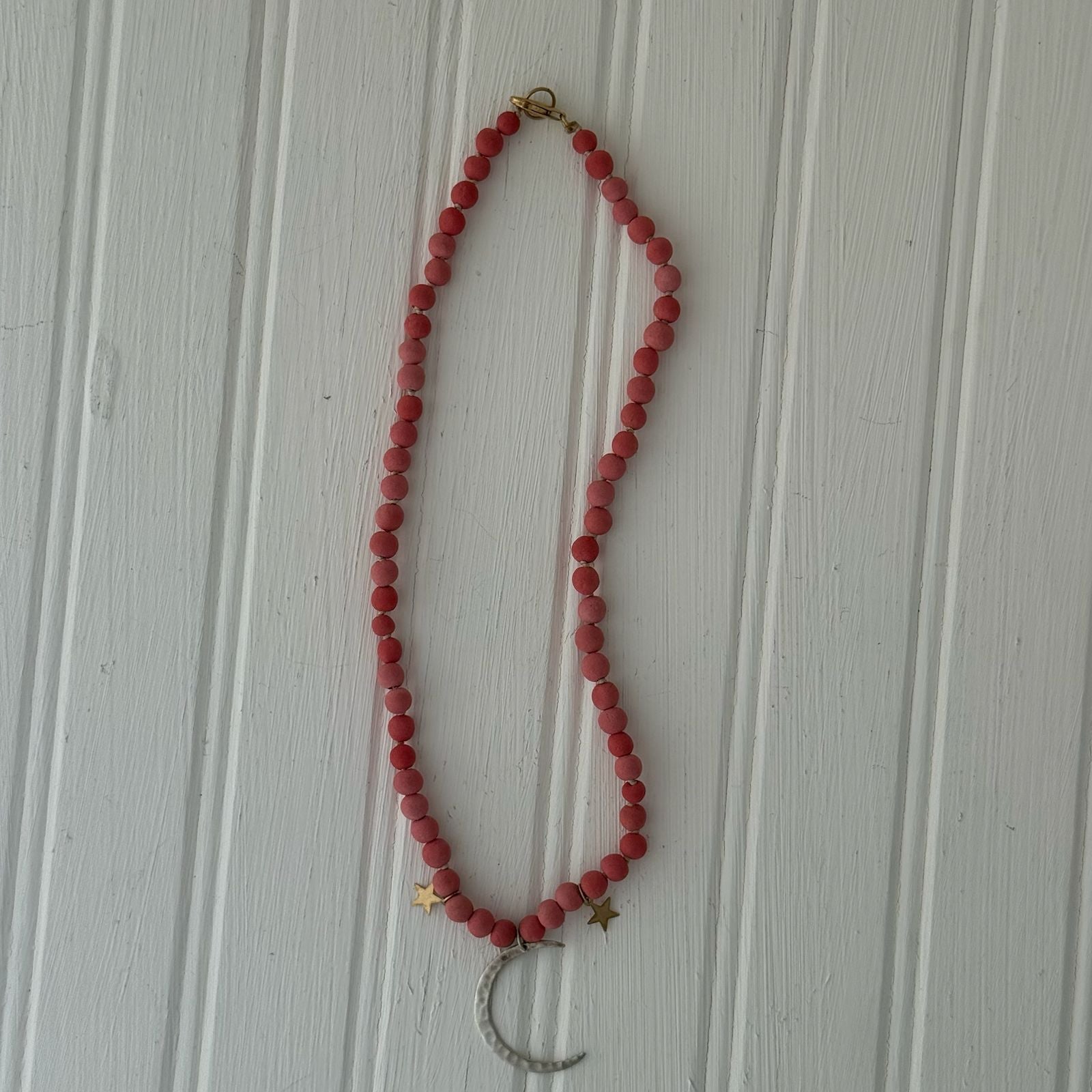 Luna Necklace in Red and Silver