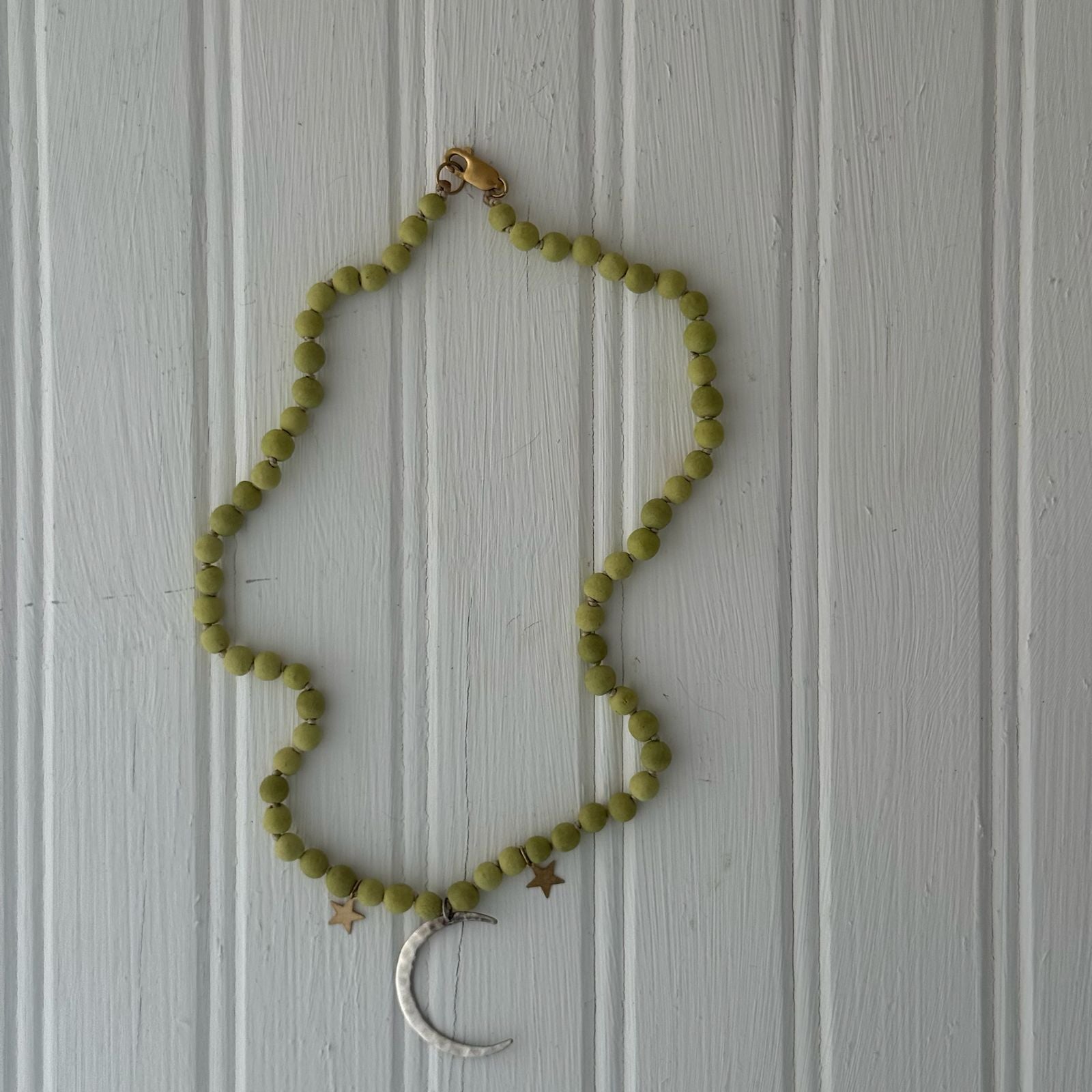 Luna Necklace in Lime and Silver